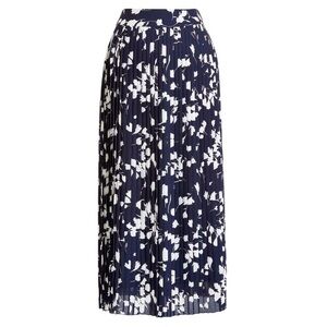 NWT J.Crew Factory Pleated midi skirt in navy/white floral print - Size 6
